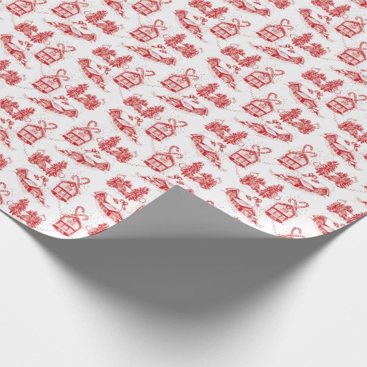 Kerst Toile Wrapping papier | Rood (Hoek)