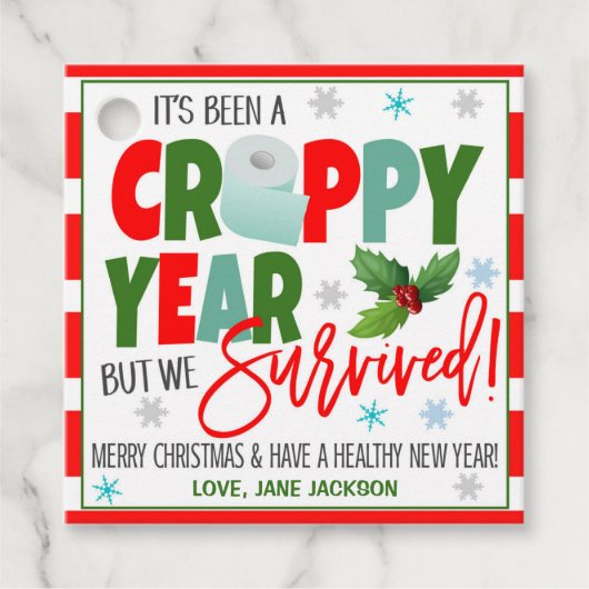 Kerst Toilet Papier Gift Label (Voorkant)