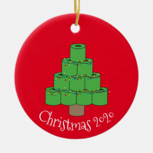 Kerst toiletpapier boom Covid 2020 Keramisch Ornament