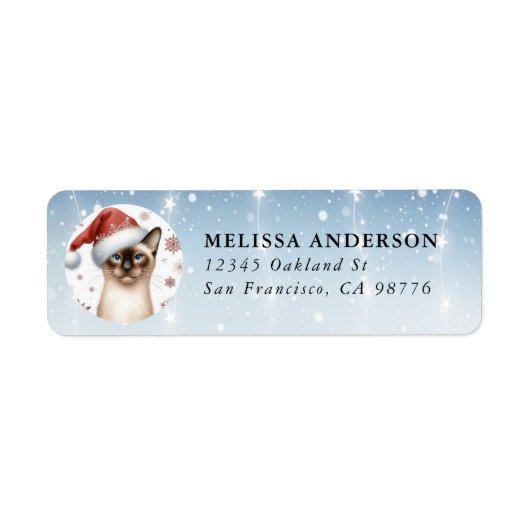 Kerst Tonkinese Kat Retourlabels Etiket (Voorkant)