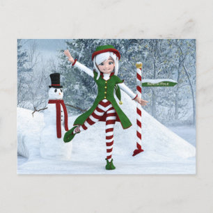 Kerst Toon Meisje in een Winterbos Briefkaart