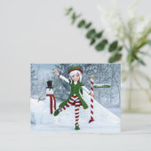 Kerst Toon Meisje in een Winterbos Briefkaart (Staand voorkant)