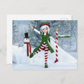 Kerst Toon Meisje in een Winterbos Briefkaart (Voorkant / Achterkant)