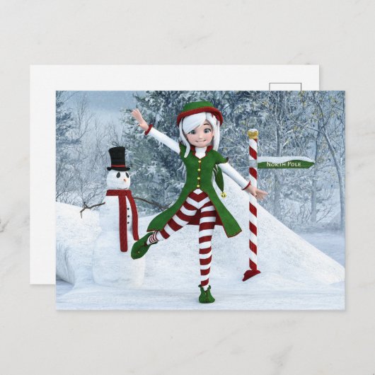 Kerst Toon Meisje in een Winterbos Briefkaart (Voorkant / Achterkant)