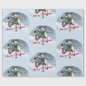 Kerst Toon Meisje in een Winterbos Cadeaupapier (Vlak)