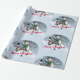 Kerst Toon Meisje in een Winterbos Cadeaupapier