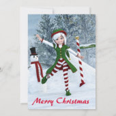 Kerst Toon Meisje in een Winterbos Kaart (Achterkant)