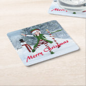 Kerst Toon Meisje in een Winterbos Kartonnen Onderzetters (Schuin)