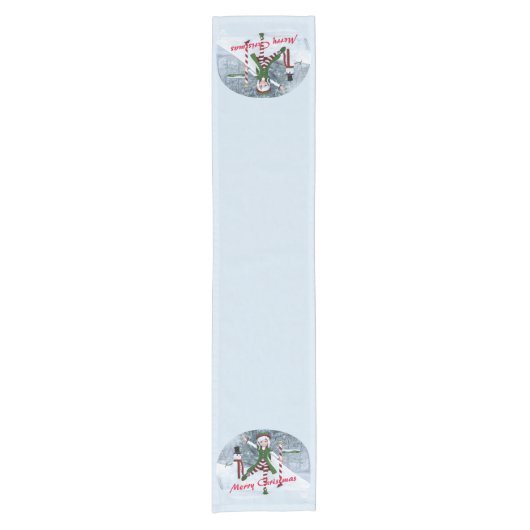 Kerst Toon Meisje in een Winterbos Korte Tafelloper (Voorkant)