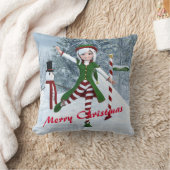 Kerst Toon Meisje in een Winterbos Kussen (Deken)