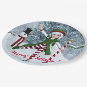 Kerst Toon Meisje in een Winterbos Papieren Bordje (Gekanteld)