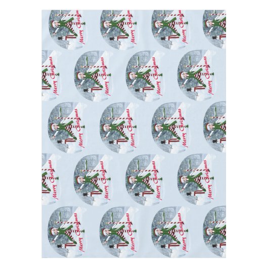 Kerst Toon Meisje in een Winterbos Tafelkleed (Voorkant)