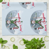 Kerst Toon Meisje in een Winterbos Theedoek (Gevouwen)