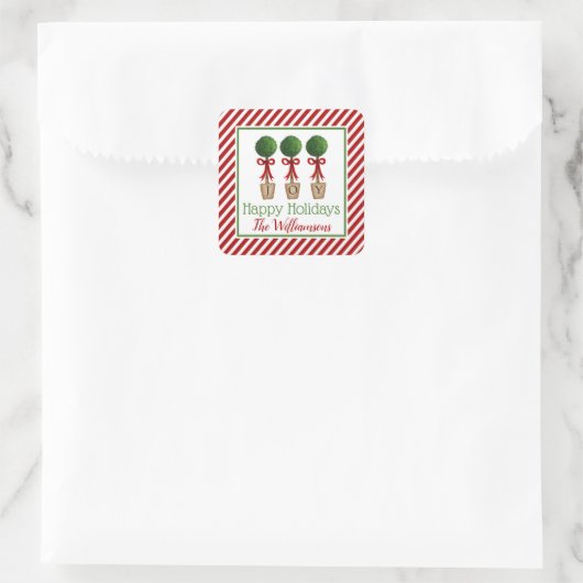 Kerst Topiary Cadeausticker Vierkante Sticker (Tas)