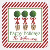 Kerst Topiary Cadeausticker Vierkante Sticker (Voorkant)