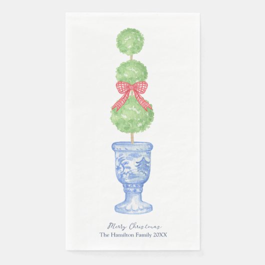 Kerst Topiary Coquette Chinoiserie Guest Towel Servet (Voorkant)