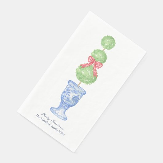 Kerst Topiary Coquette Chinoiserie Guest Towel Servet (Hoek)