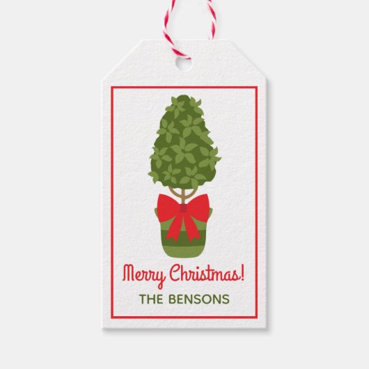 Kerst Topiary gepersonaliseerde cadeau Labels Cadeaulabel (Voorkant)