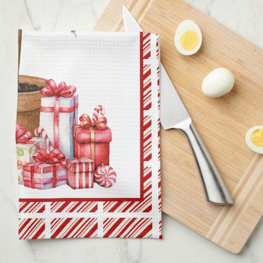 Kerst Topiary keukenhanddoek (Quarter Fold)