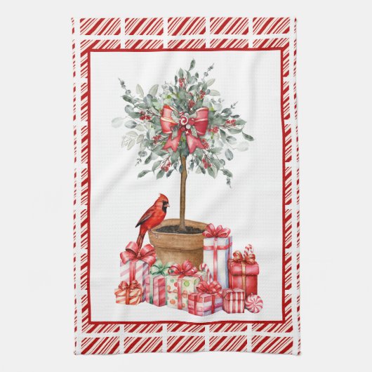 Kerst Topiary keukenhanddoek (Verticaal)