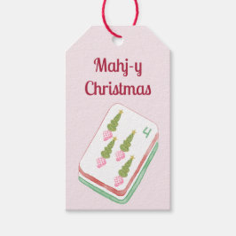 Kerst Topiary Mahjong Cadeaulabel