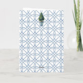 Kerst Topiary Tree Blauw en Wit Feestdagen Kaart (Achterkant)