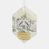 Kerst  Tortelduifjes Glas Ornament (Voorkant links)