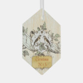 Kerst Tortelduifjes Glas Ornament (Voorkant Rechts)