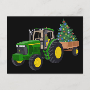 Kerst Tractor Boerderij Boom Kerst Lichtjes Vakant Feestdagenkaart