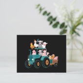 Kerst Tractor Boerderij Grappige Feestdag Briefkaart (Staand voorkant)