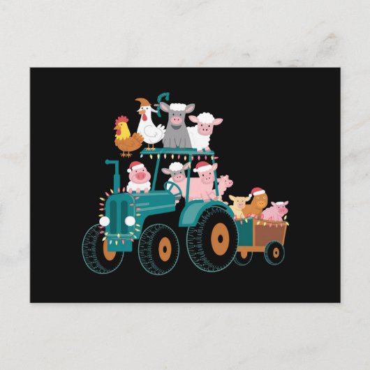Kerst Tractor Boerderij Grappige Feestdag Briefkaart (Voorkant)
