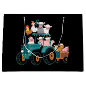 Kerst Tractor Boerderij Grappige Feestdag Groot Cadeauzakje (Voorkant)