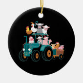 Kerst Tractor Boerderij Grappige Feestdag Keramisch Ornament (Voorkant)