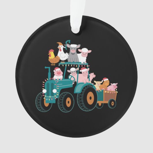 Kerst Tractor Boerderij Grappige Feestdag  Ornament (voorkant)