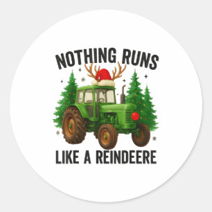 Kerst Tractor Boerderij Niets Loopt Zoals Een Rend Ronde Sticker