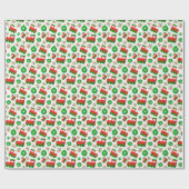 Kerst Tractor Holly Berries Ornamenten Patroon Cadeaupapier (Vlak)