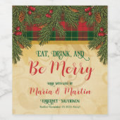 Kerst Traditional Eat Drink Wees vrolijk Wijn Etiket (Enkel label)