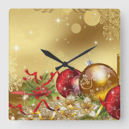 kerst traditionele emblemen vierkante klok