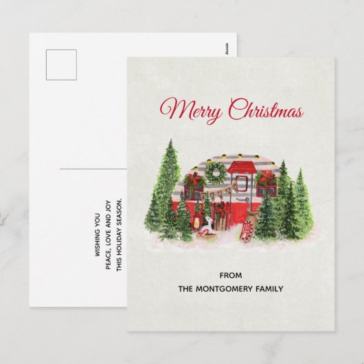 Kerst Trailer Camper Outdoorsy Thema Feestdagenkaart (Voorkant / Achterkant)