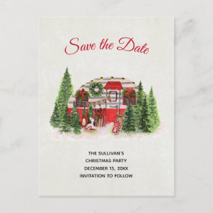 Kerst Trailer Camper Rustic Save the Date Uitnodiging Briefkaart