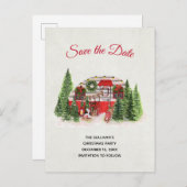 Kerst Trailer Camper Rustic Save the Date Uitnodiging Briefkaart (Voorkant / Achterkant)