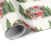Kerst Trailer Camper Rustiek Patroon Cadeaupapier (Rol Hoek)