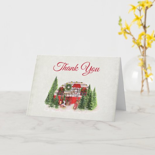 Kerst Trailer Camper rustiek thema dank u Kaart (Gele Bloem)