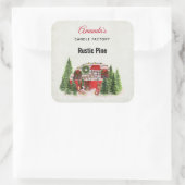 Kerst Trailer Camper Rustieke Kaars of Zeep Vierkante Sticker (Tas)