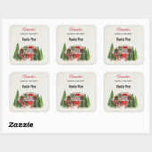 Kerst Trailer Camper Rustieke Kaars of Zeep Vierkante Sticker (Vel)