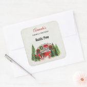 Kerst Trailer Camper Rustieke Kaars of Zeep Vierkante Sticker (Envelop)