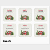 Kerst Trailer Camper Rustieke Scène Business Vierkante Sticker (Vel)