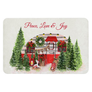 Kerst Trailer Camper Vrede Liefde & Vreugde  Magneet