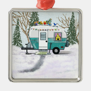 Kerst Trailer Metalen Ornament