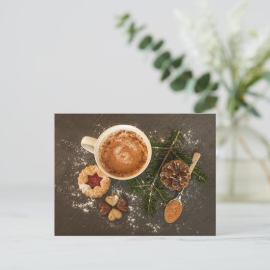 Kerst trakteert op briefkaart (Staand voorkant)